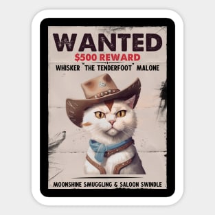 wild west wanted cat Sticker